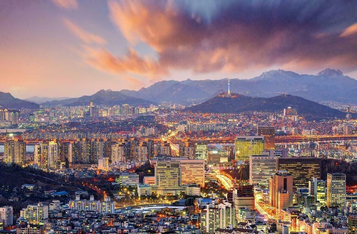 SEOUL SOUTH KOREA SKYLINE GLOSSY POSTER