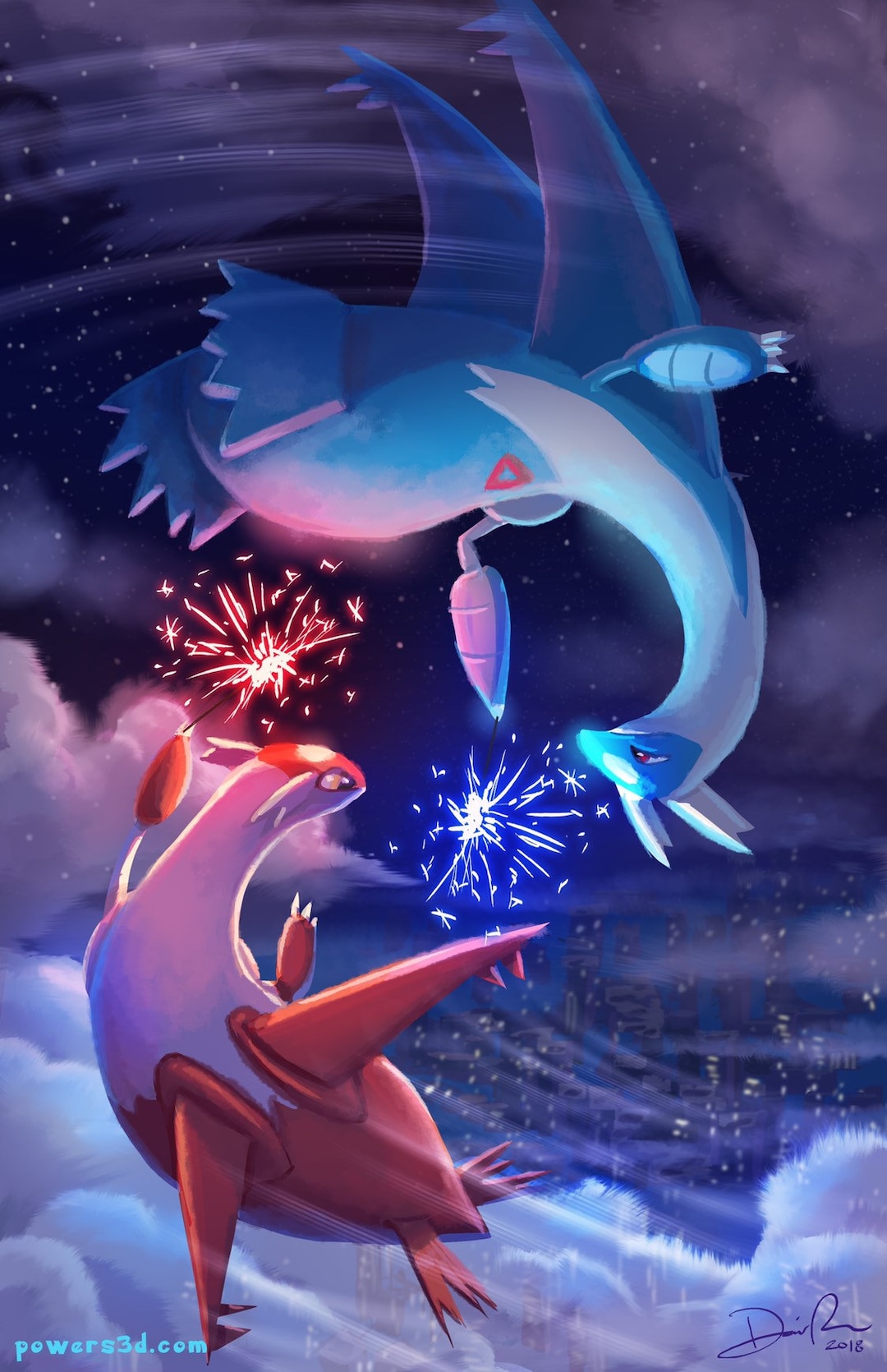 Latios and Latias Art Print