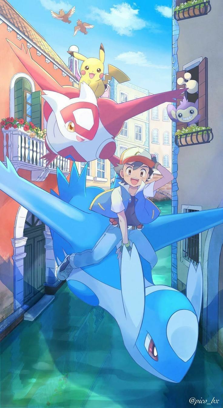Latios and Latias with Ash and Pikachu