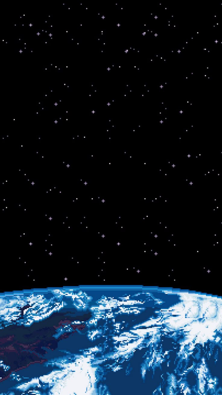 Pixel Art Earth and Stars