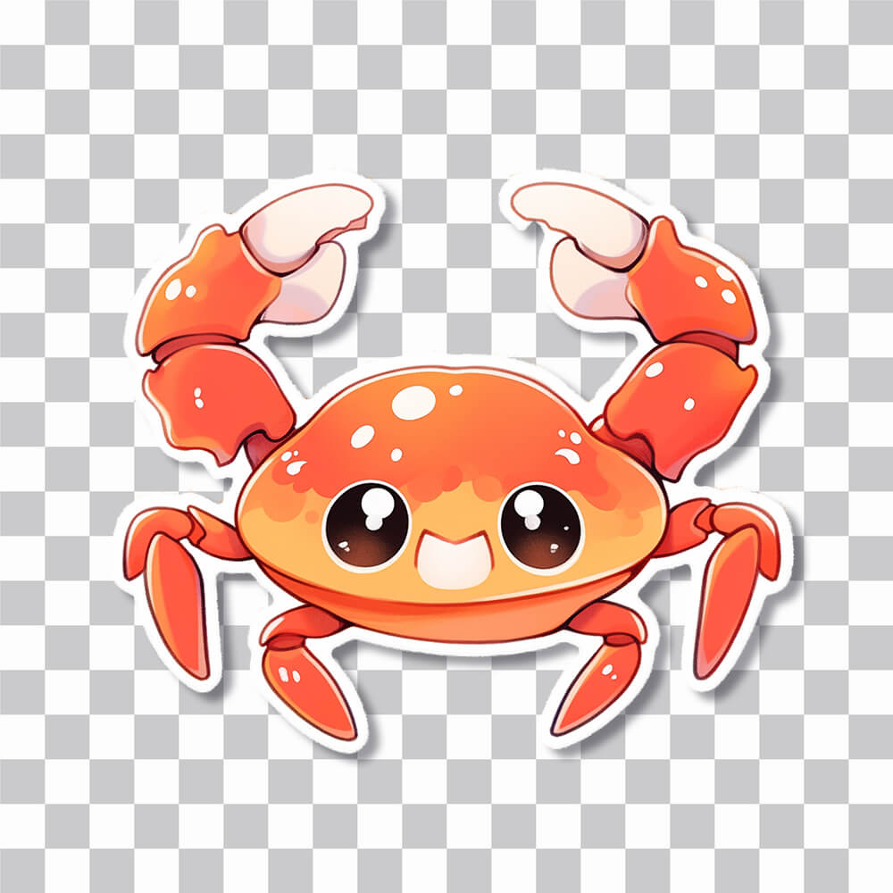 Cute Crab with Claws Raised Sticker