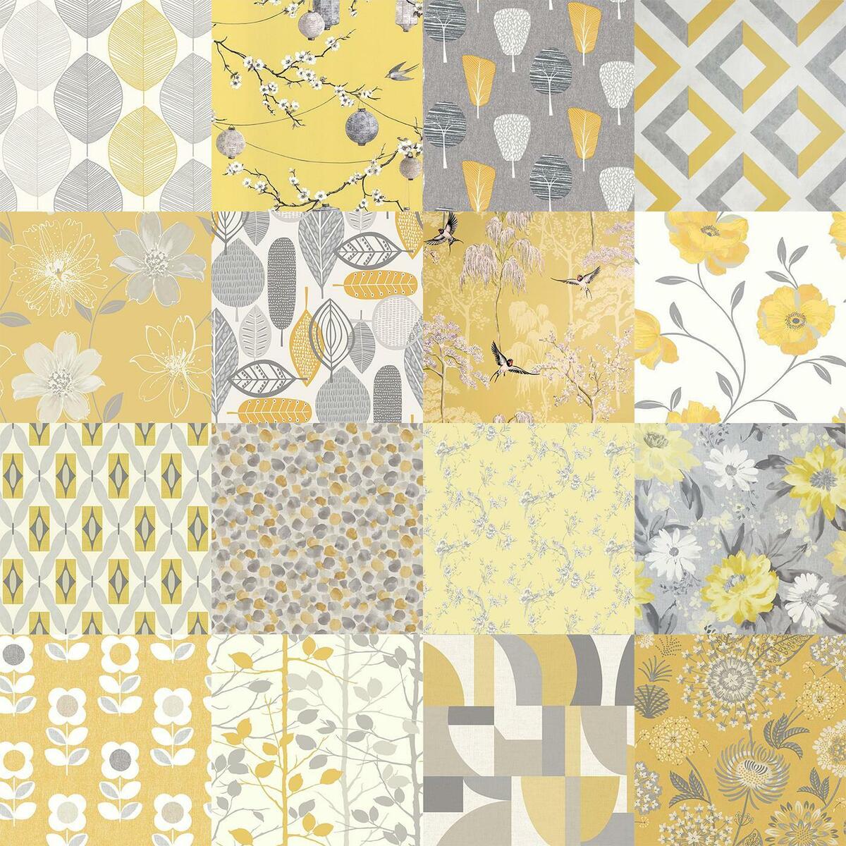 Arthouse Wallpaper Yellow Ochre Grey