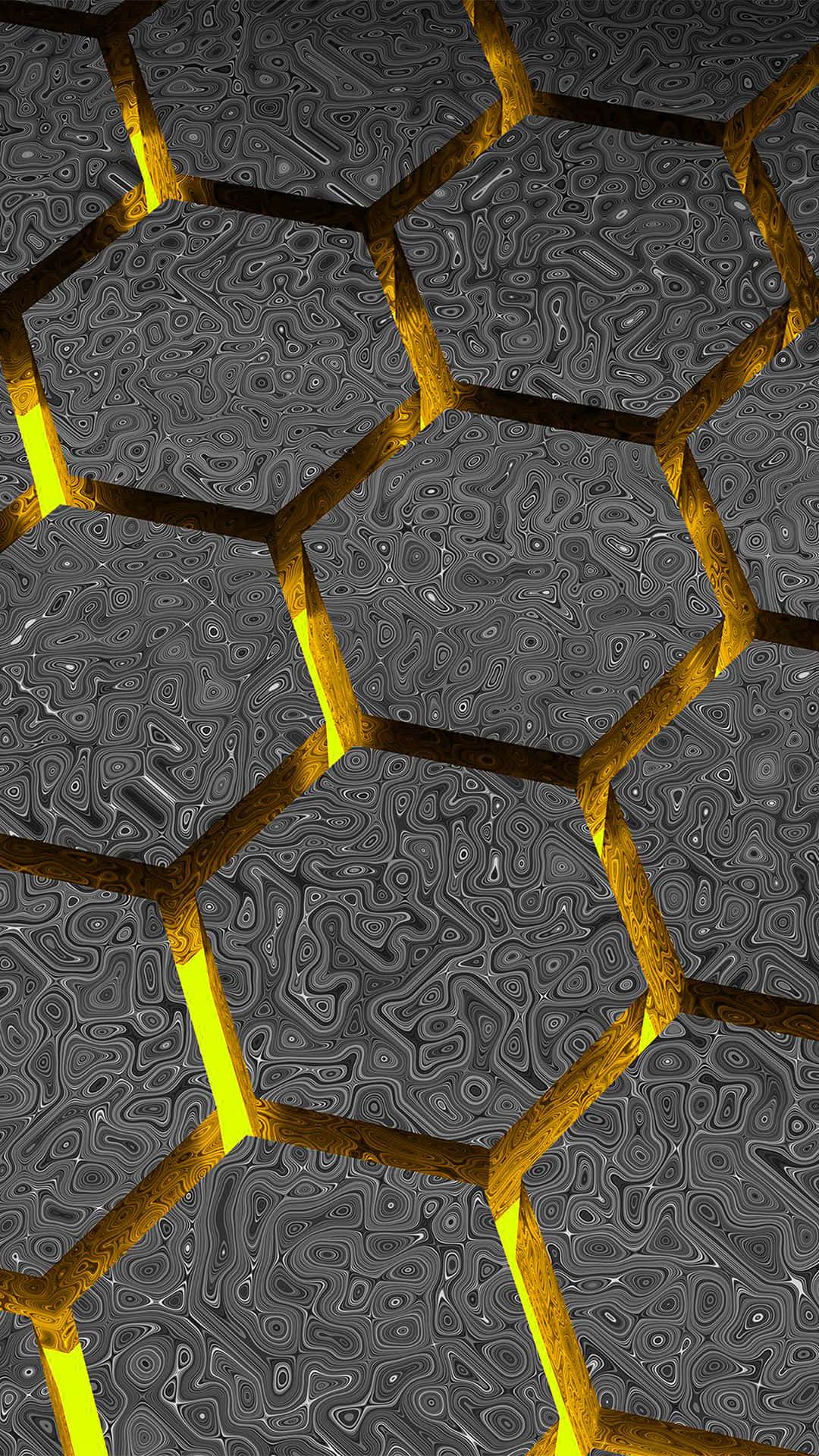 Gray And Yellow 3D Hexagon Wallpaper