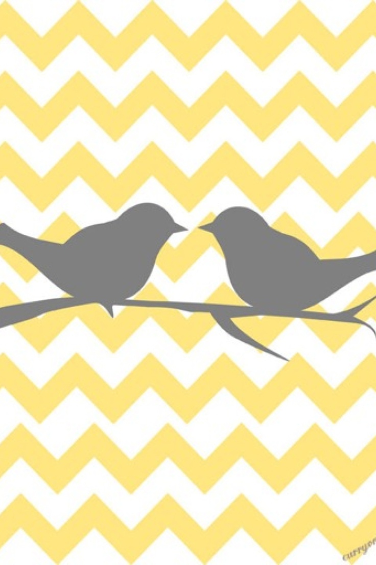 Bird yellow and gray chevron. So cute