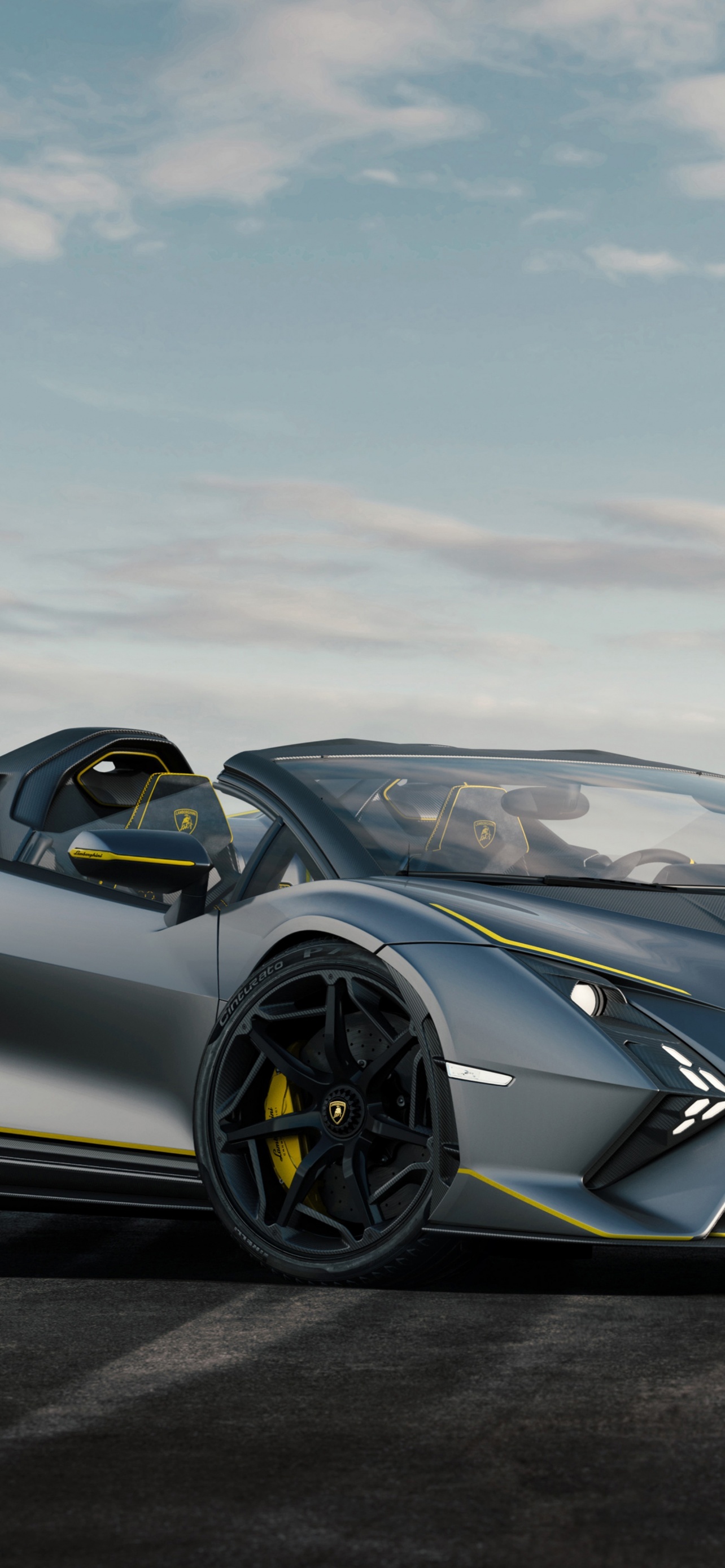 4K Lamborghini Grey And Yellow Luxury