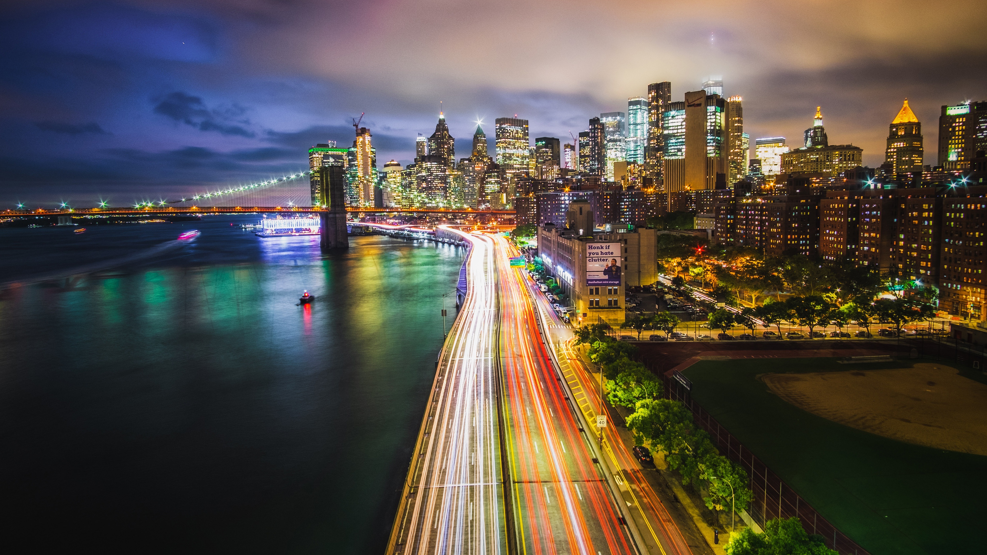 Manhattan Skyline at Night Wallpaper