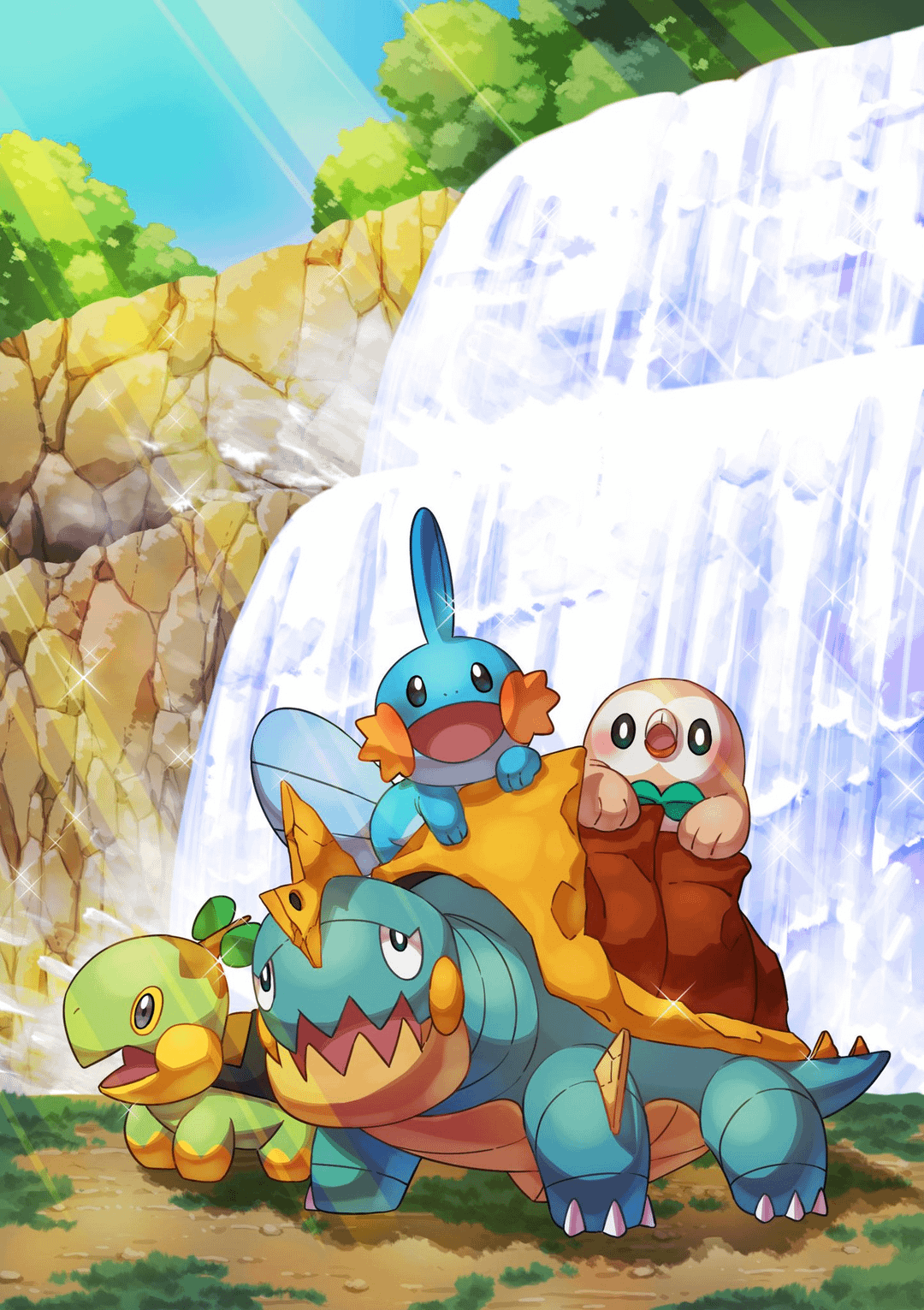 Mudkip, Turtwig, Rowlet and Drednaut