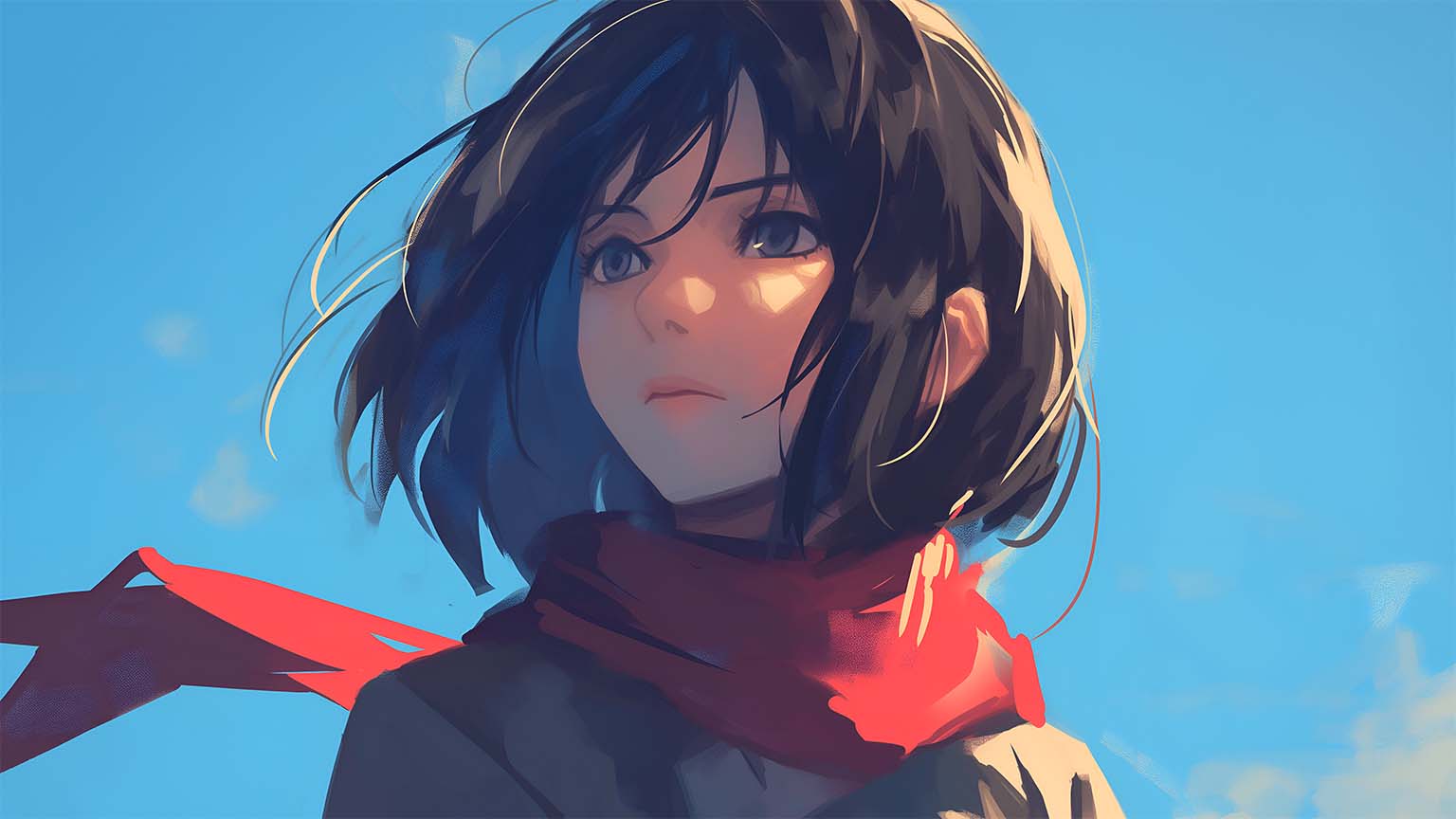 Mikasa Ackerman Red Scarf Desktop