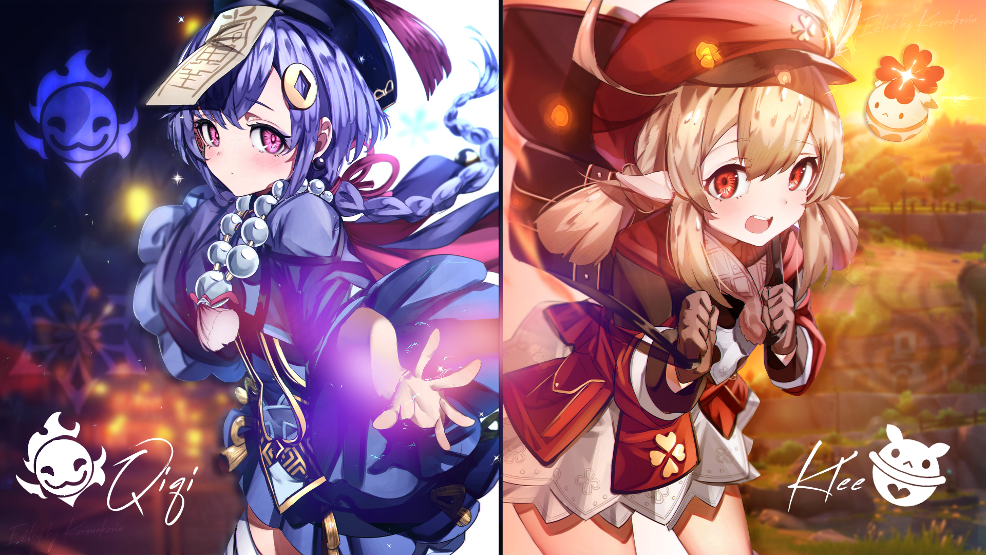 Made a Klee + Qiqi Desktop Wallpaper <3