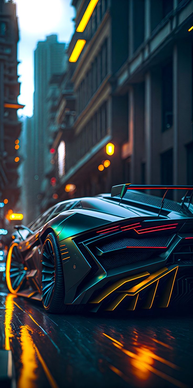 Neon City Ride Car Wallpaper. iPhone
