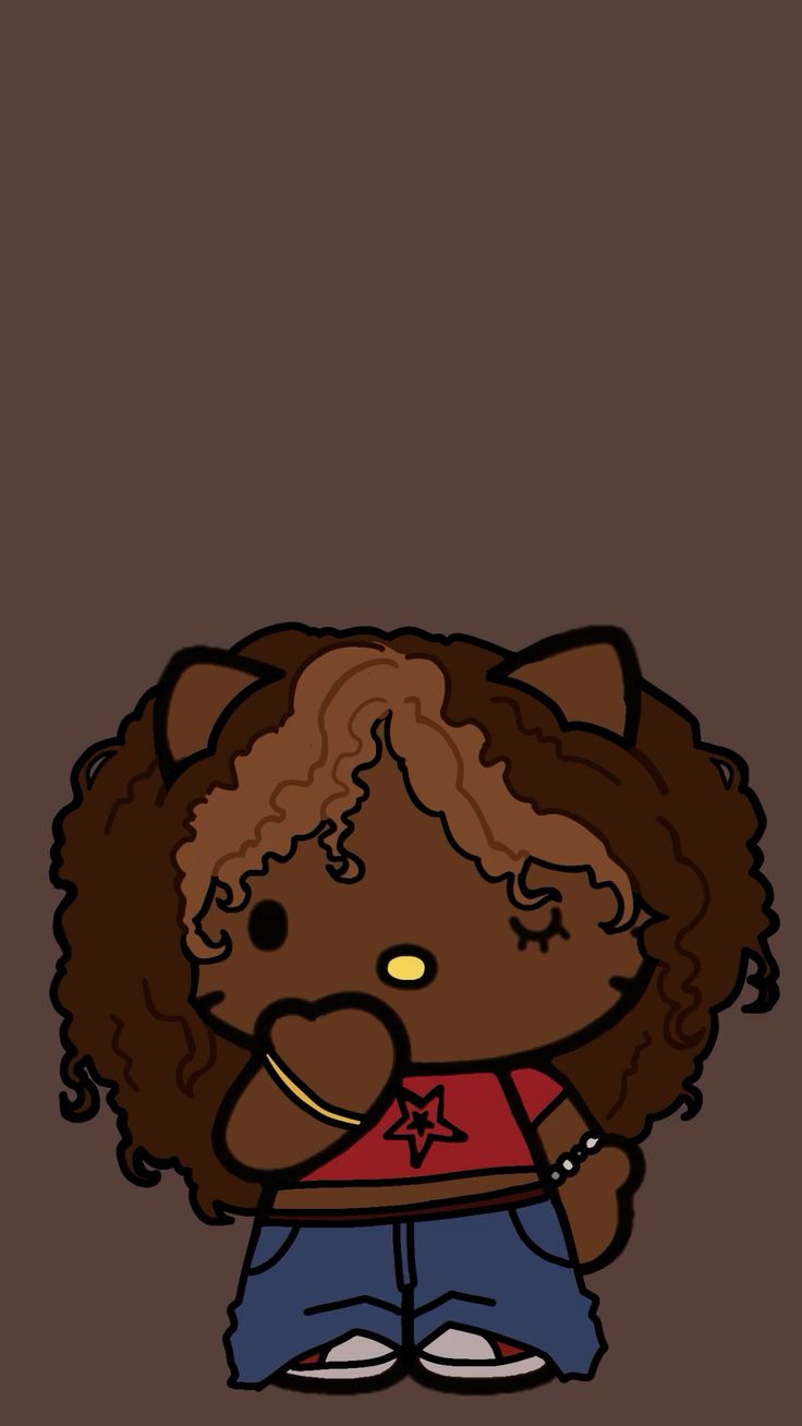 Black Girl Hello Kitty Curlyhead