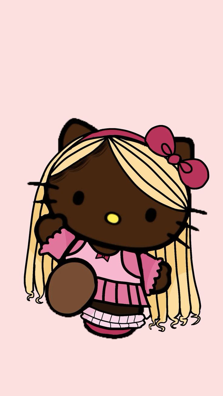 Black Girl Hello Kitty Faux Locs