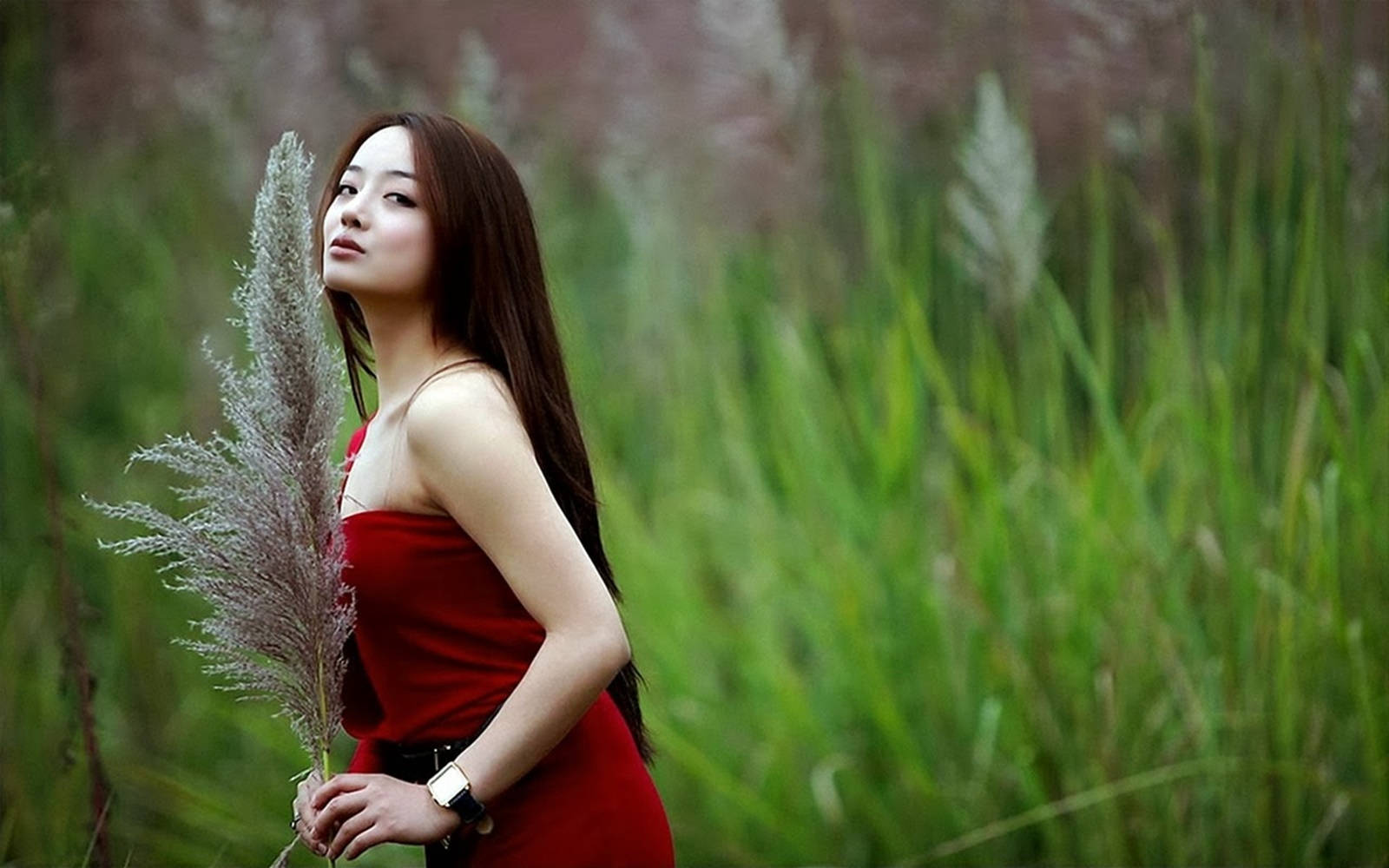Elegant Chinese Girl In Traditional Red