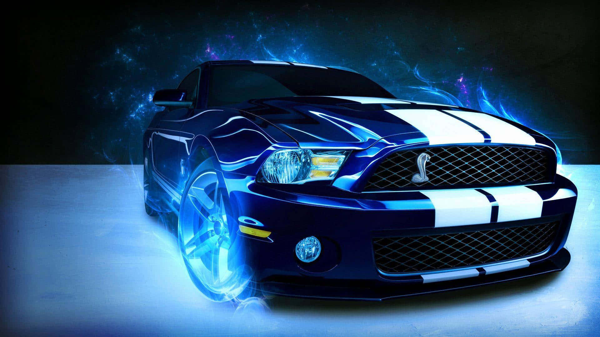 Download Blue Fire Car Wallpaper
