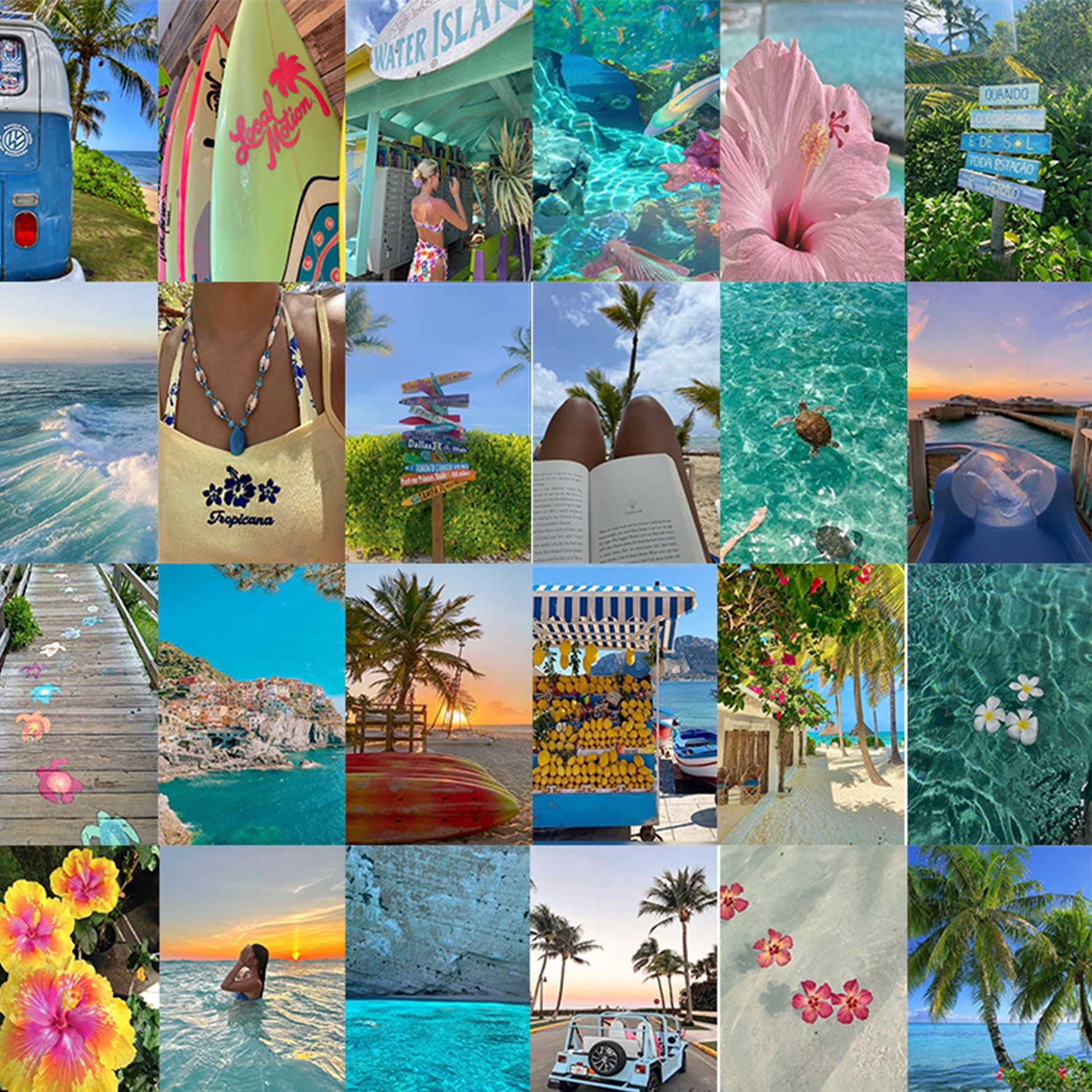 PCS, Summer Aesthetic Wall Collage Kit, Summer Beach Vibes Photo Collage. Summer Tropical Beach Wall Decor, Summer Wall Decor
