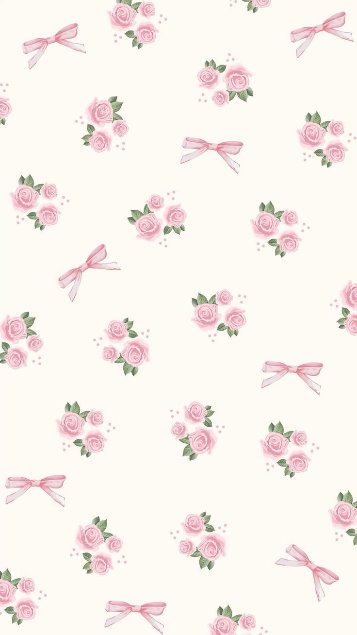 Pink Roses and Bows Wallpaper