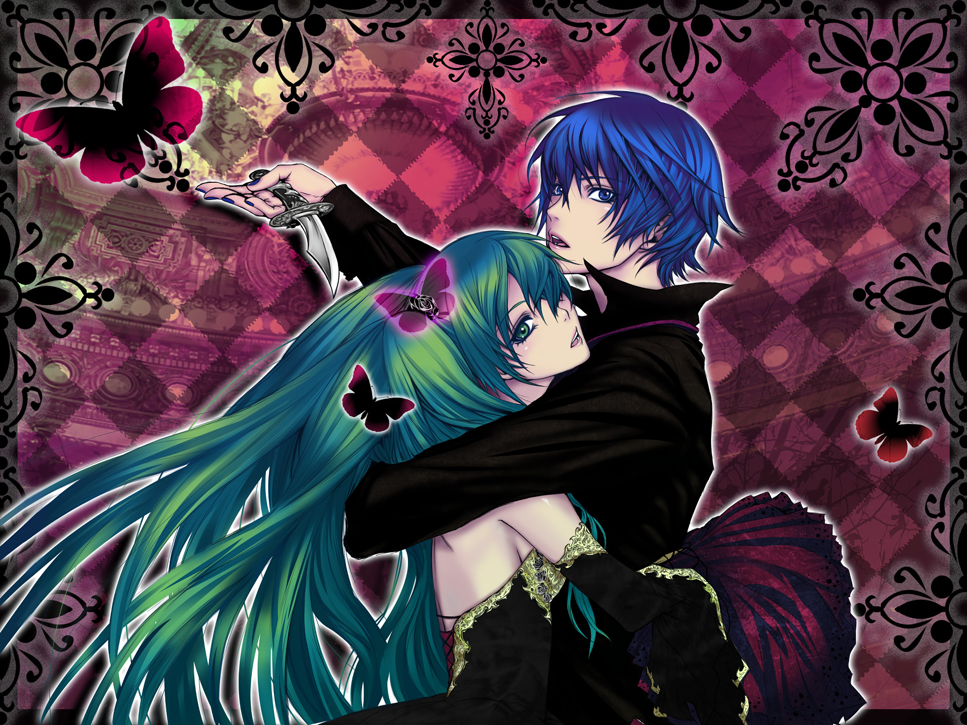 Blue Haired Vocaloid Duo HD Wallpaper