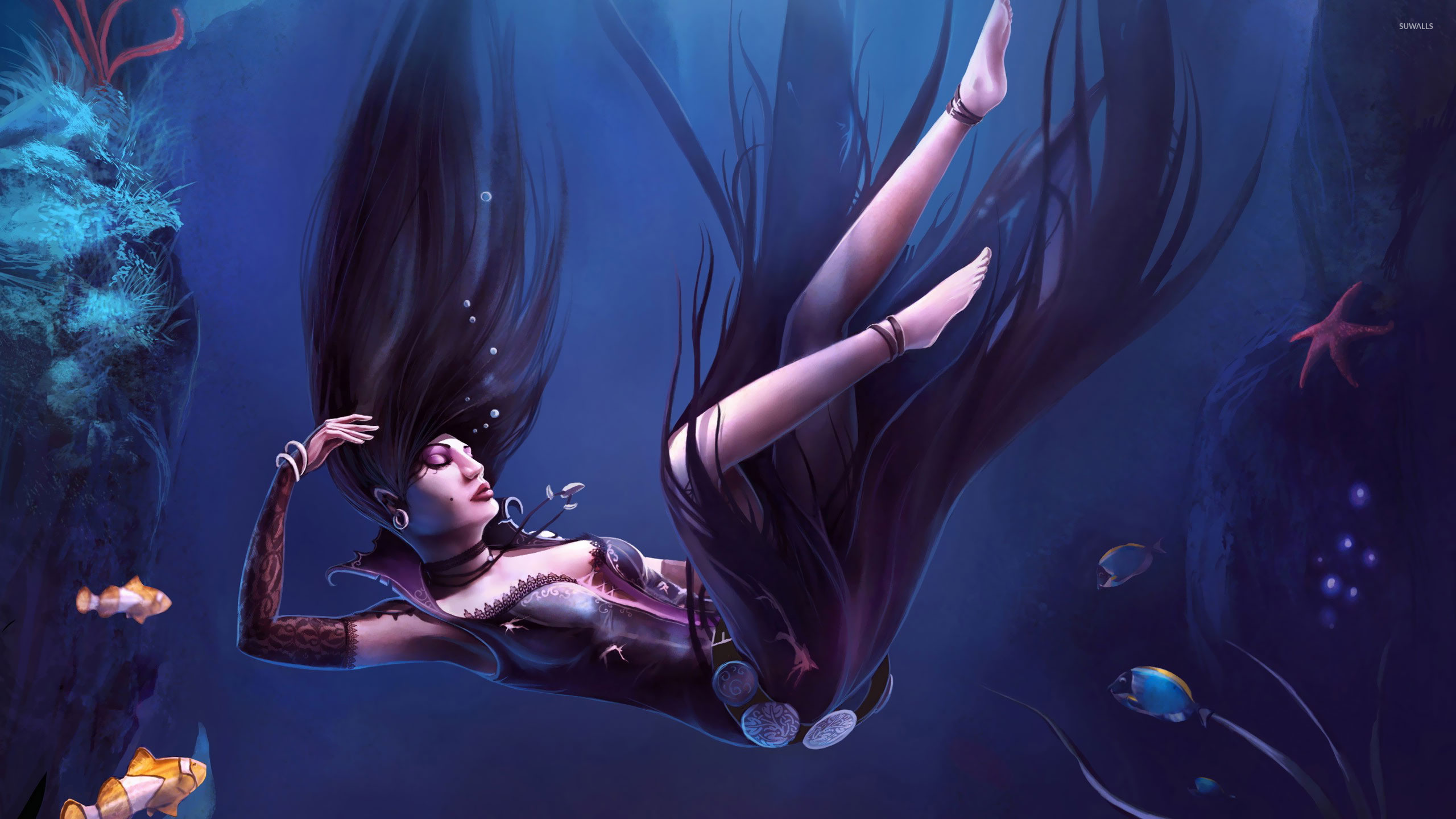 Drowning woman wallpaper