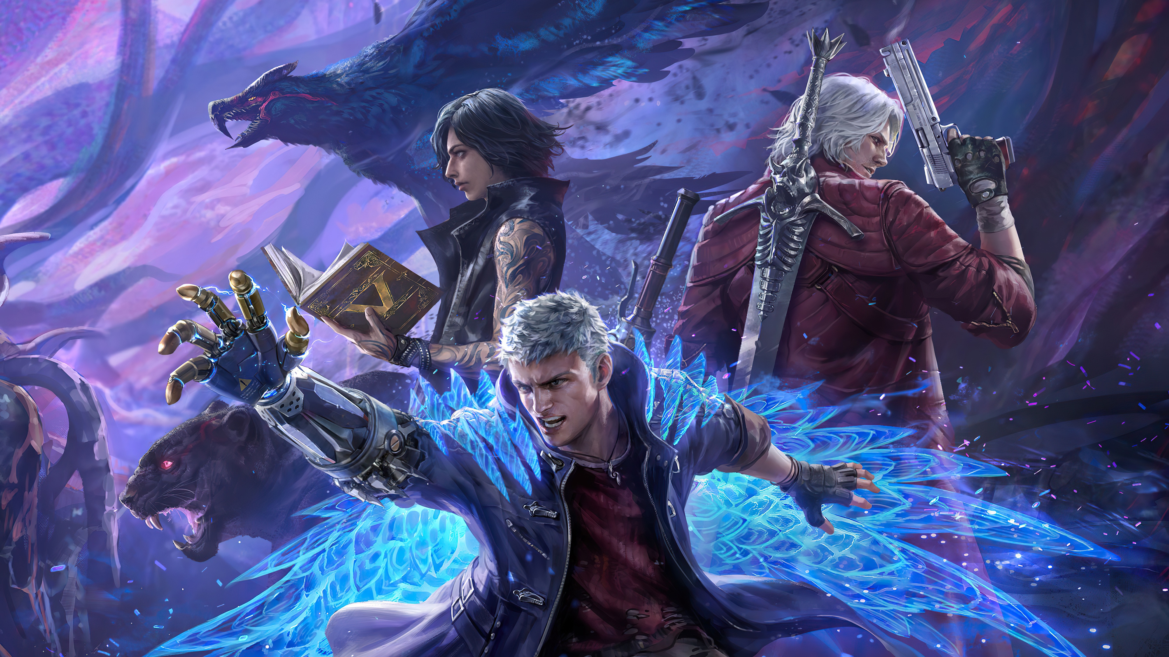 Wallpaper Dante, Capcom, Nero, Devil May Cry, Devil May Cry 5 for mobile and desktop, section игры, resolution 3840x2160