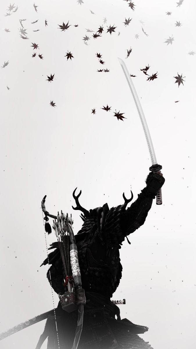 Black white samurai sword Ghost of Tsushima wallpaper