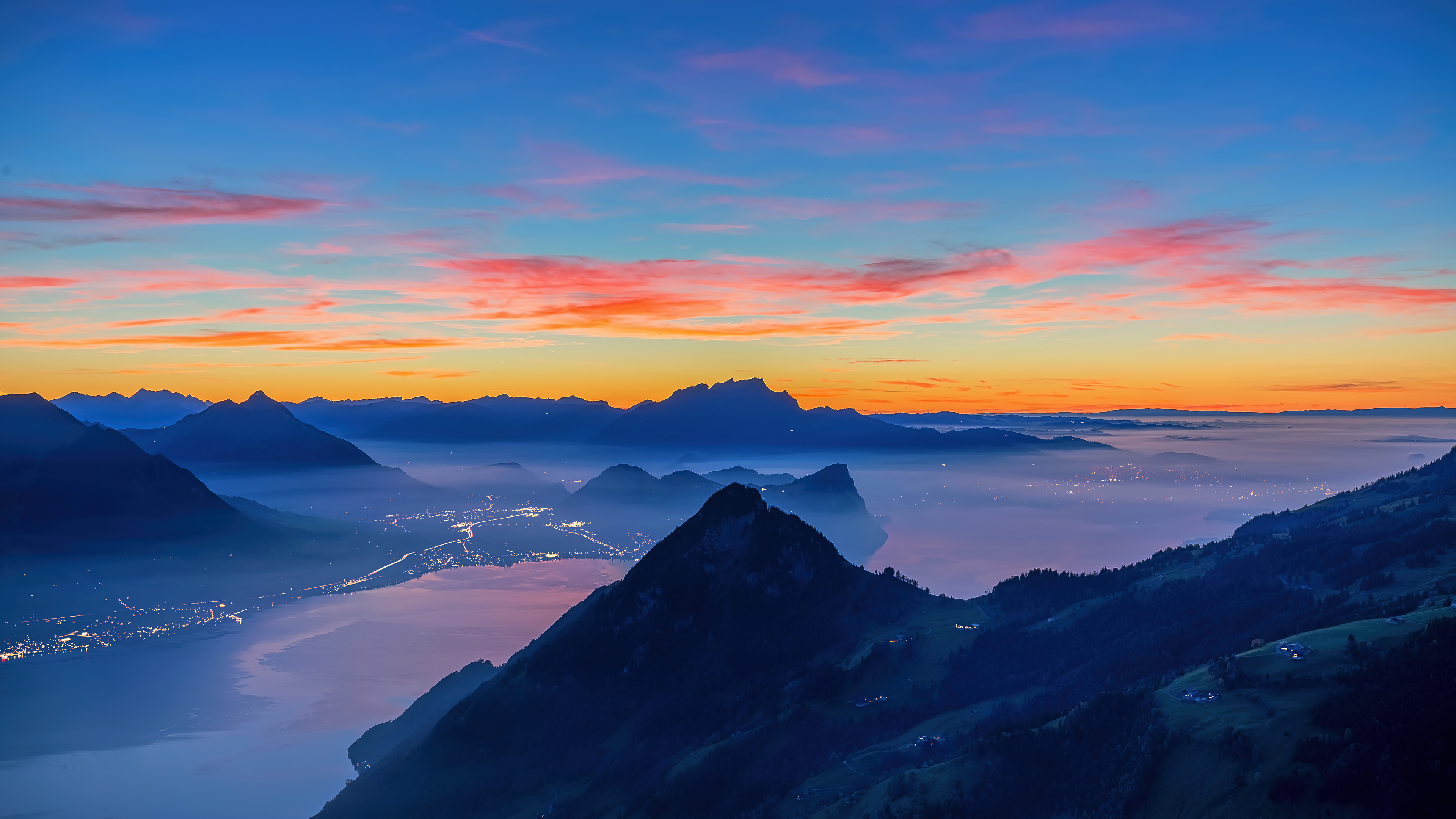 Switzerland Mountain Fog Sunrise