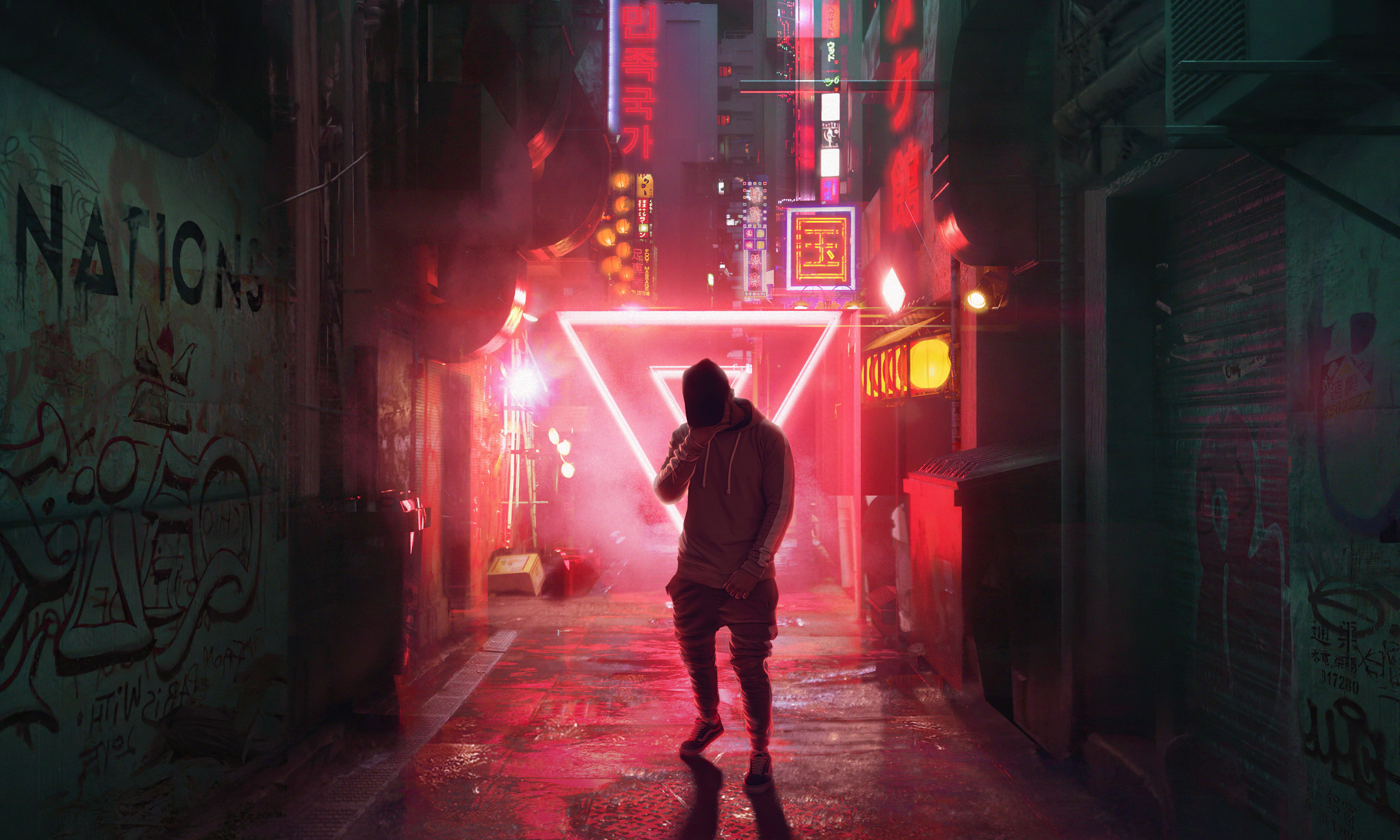 Alley Boy Cyberpunk 5k Wallpaper, HD
