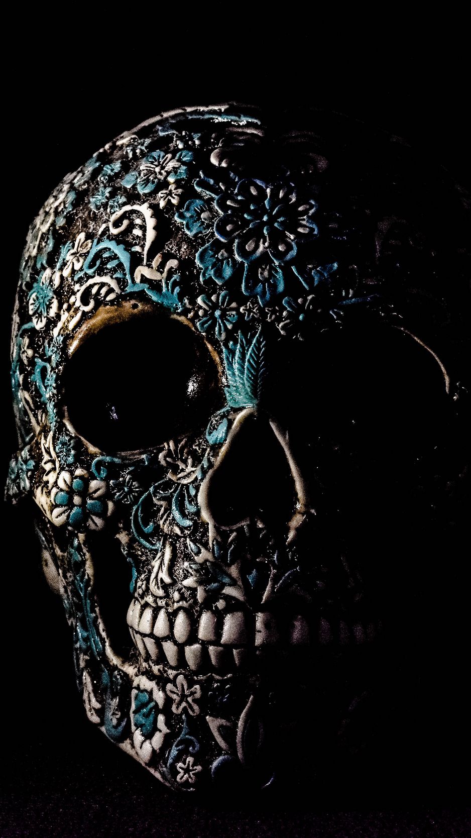 Download wallpaper 938x1668 skull, dark