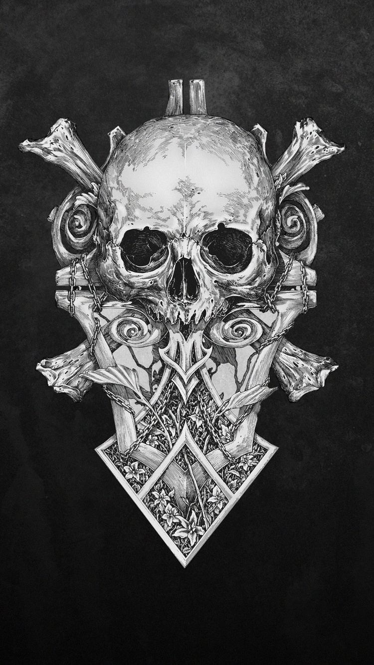 Skull Monochrome Dark Art