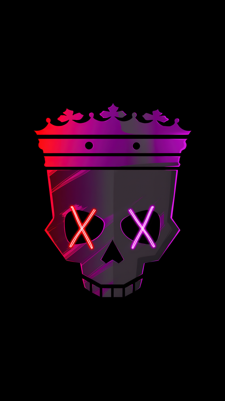 Skull Wallpaper 4K, Neon, Crown