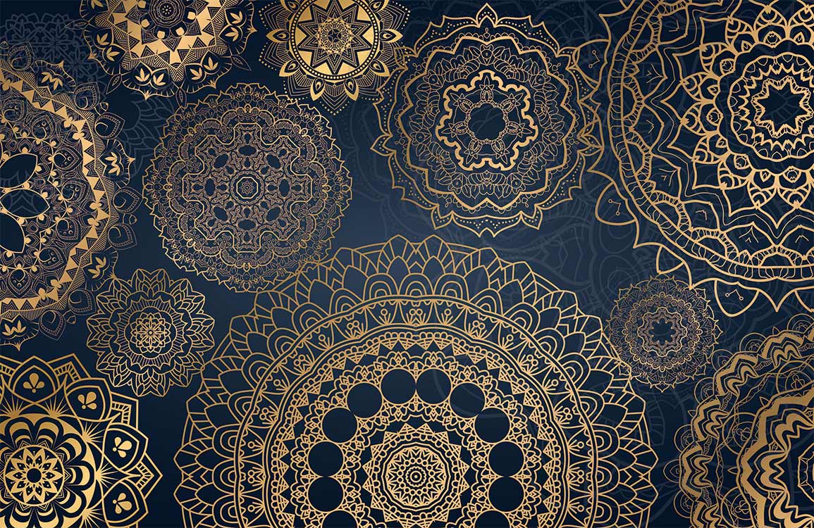 Elegant Gold Mandala Design Dark Blue