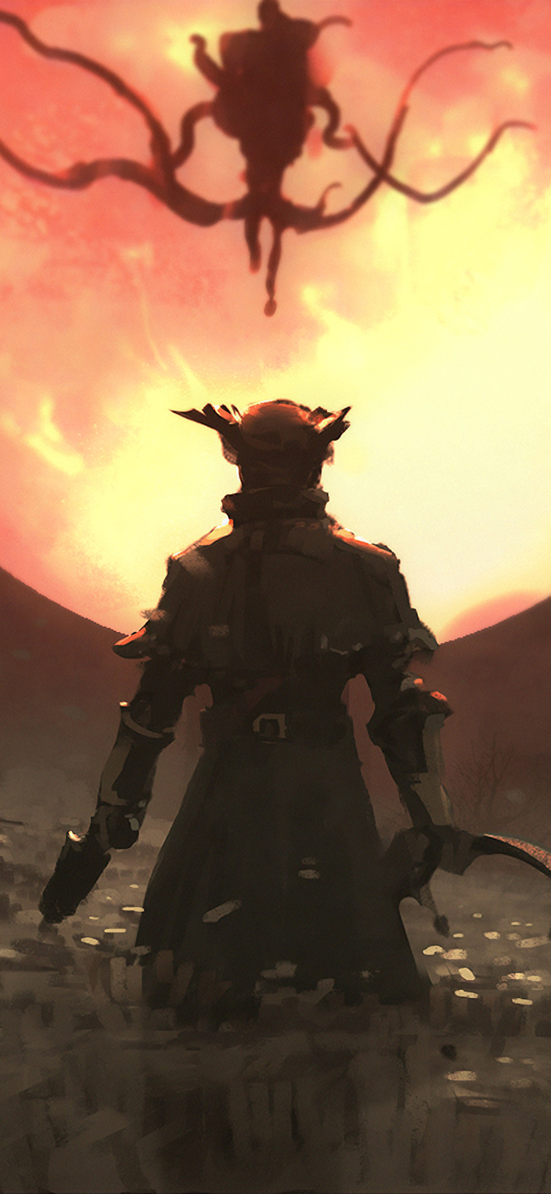 Mobile wallpaper: Warrior, Blood Moon