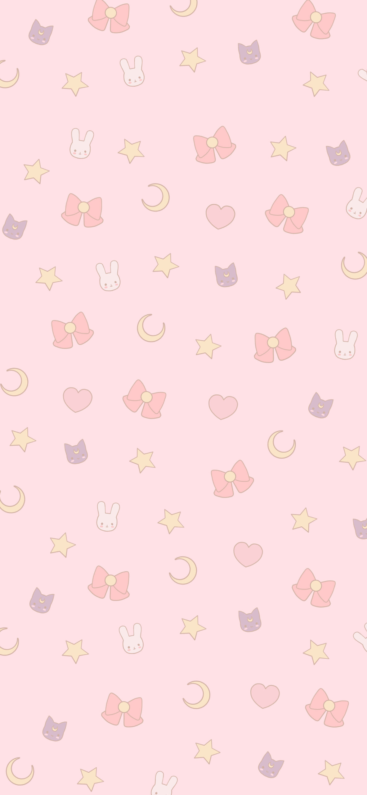 Sailor Moon Pattern Pink Wallpaper
