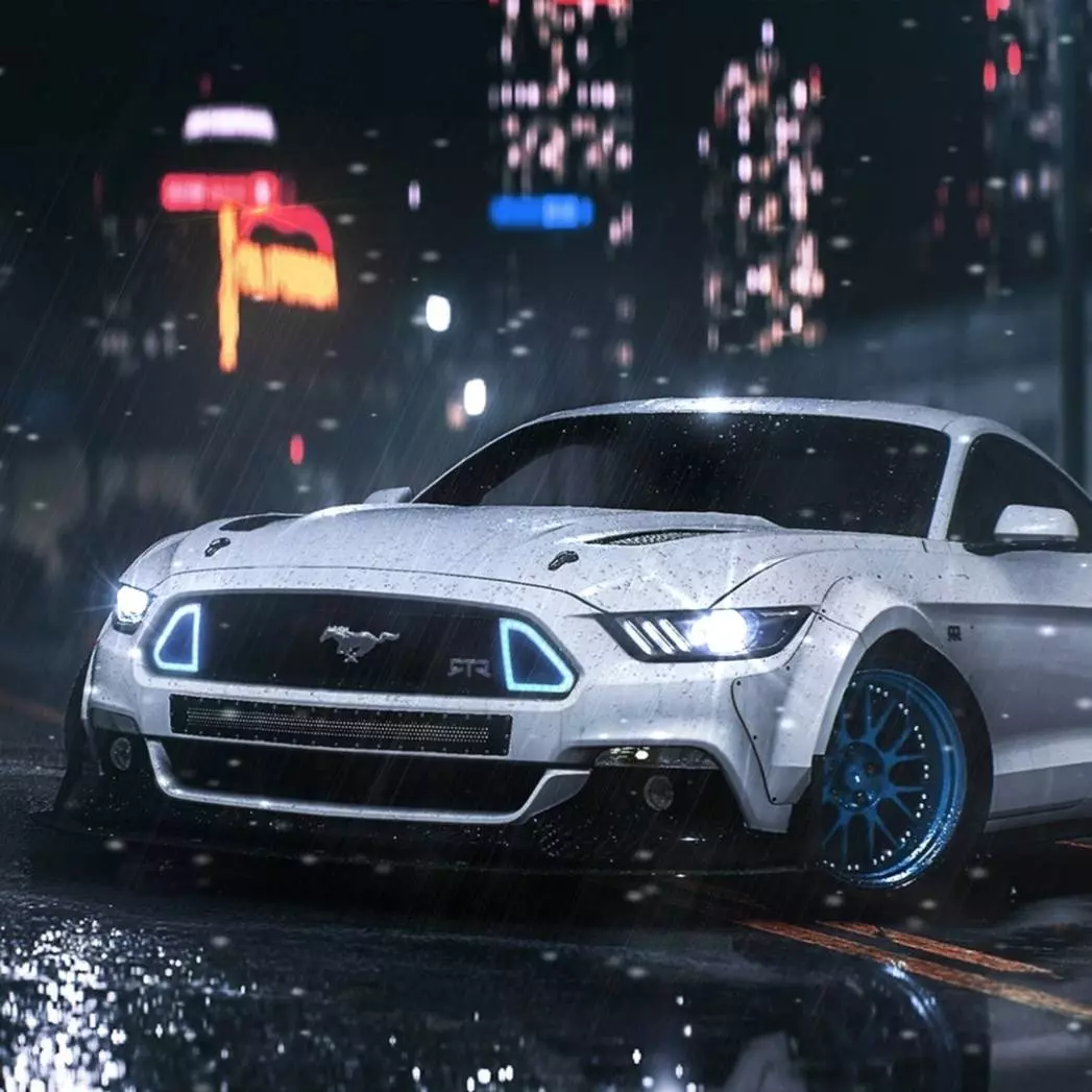 Live wallpaper Ford Mustang GT at night download on VSThemes.org