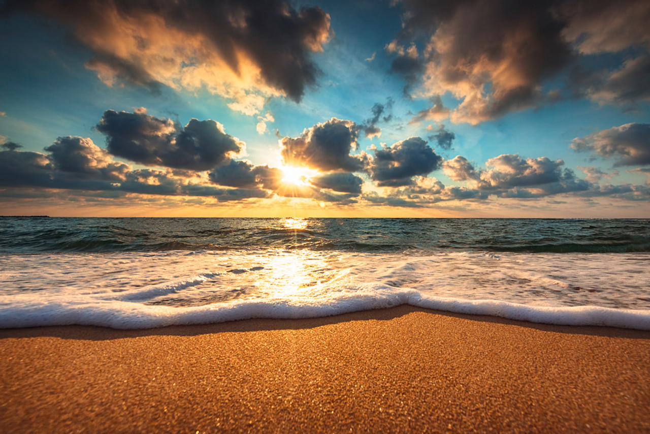 Beautiful Beach Poster Sunrise Over