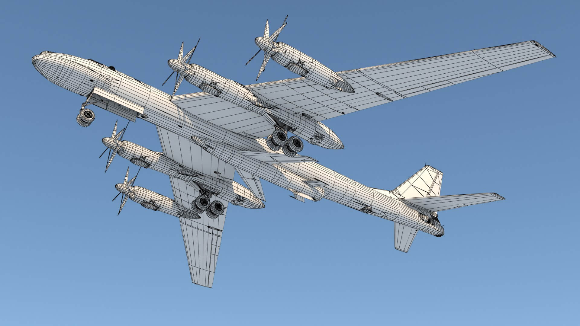 Tupolev Tu 95K Bear B Bomber 3D Model
