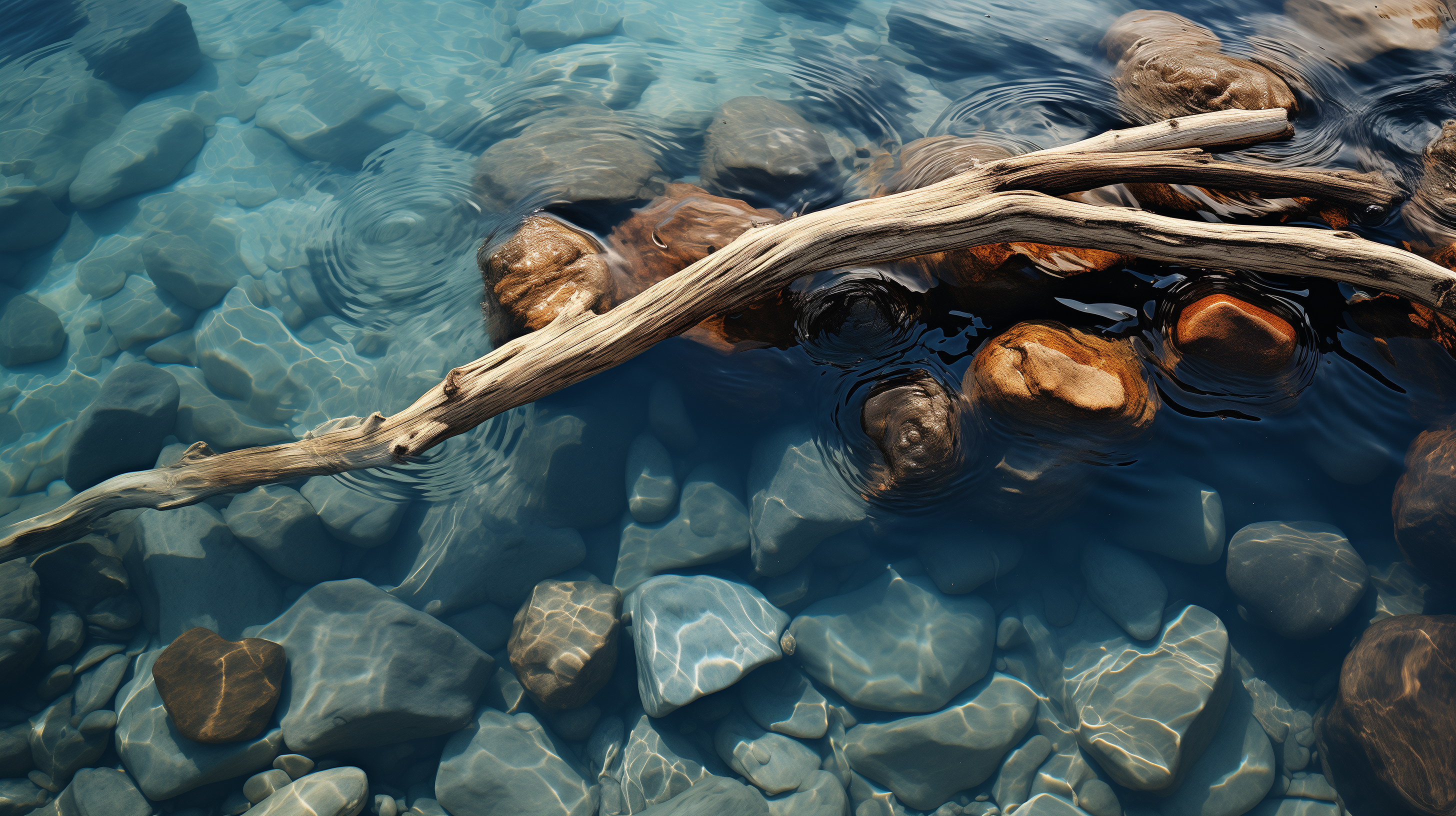 Serene River Driftwood HD Wallpaper