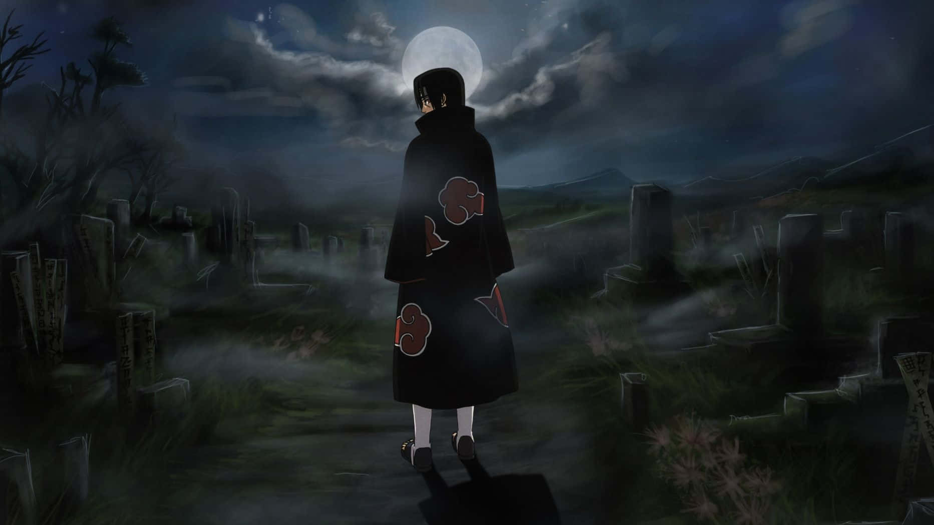 Cool Itachi Posing Amidst Moonlight