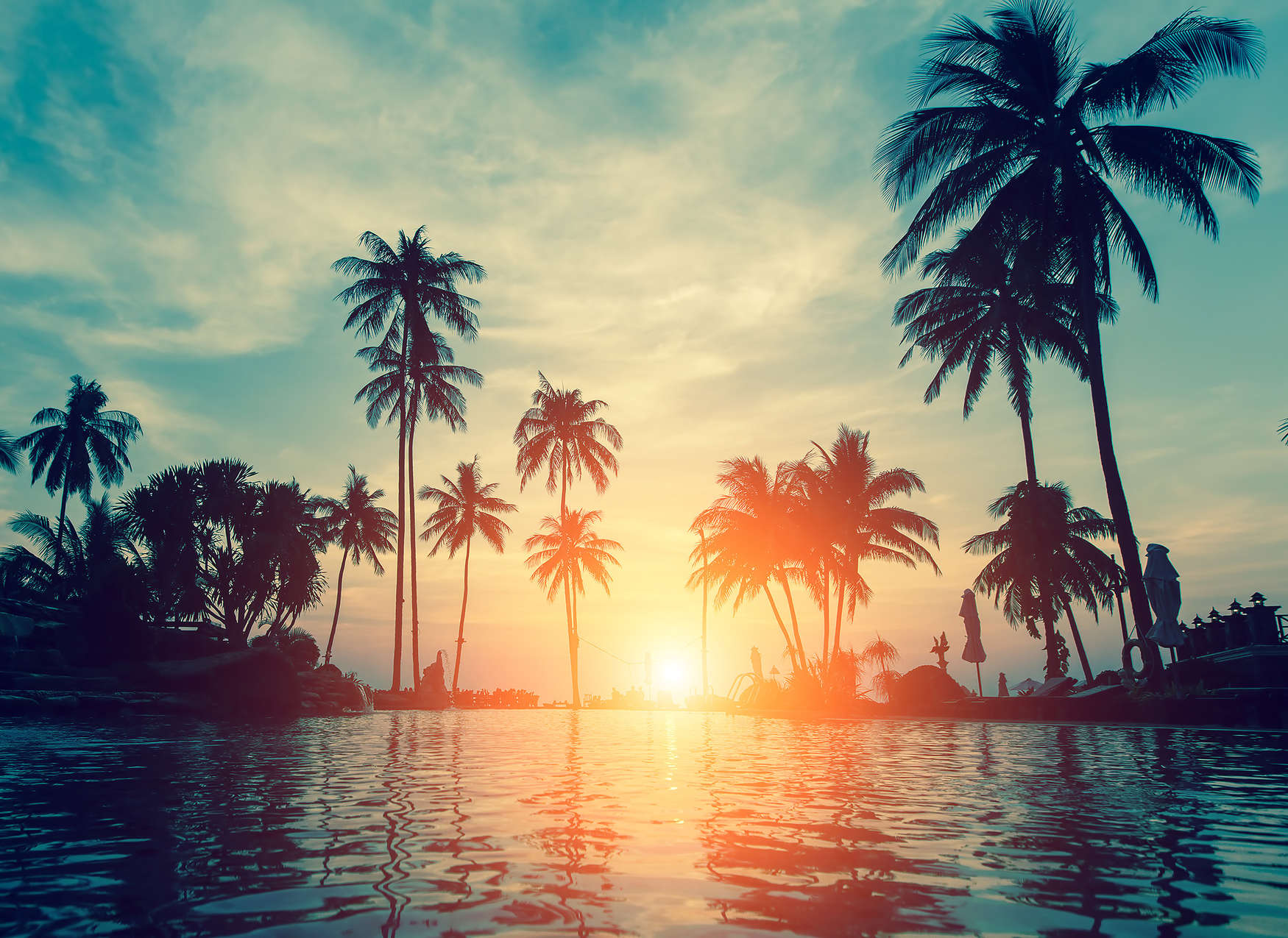 Sunset With Palm Trees Wallpapers - Wallpaper Cave, image size:1750x1275
