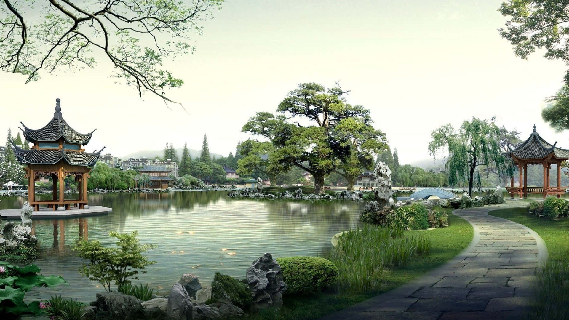 Download Zen Desktop Serene Chinese Garden Wallpaper