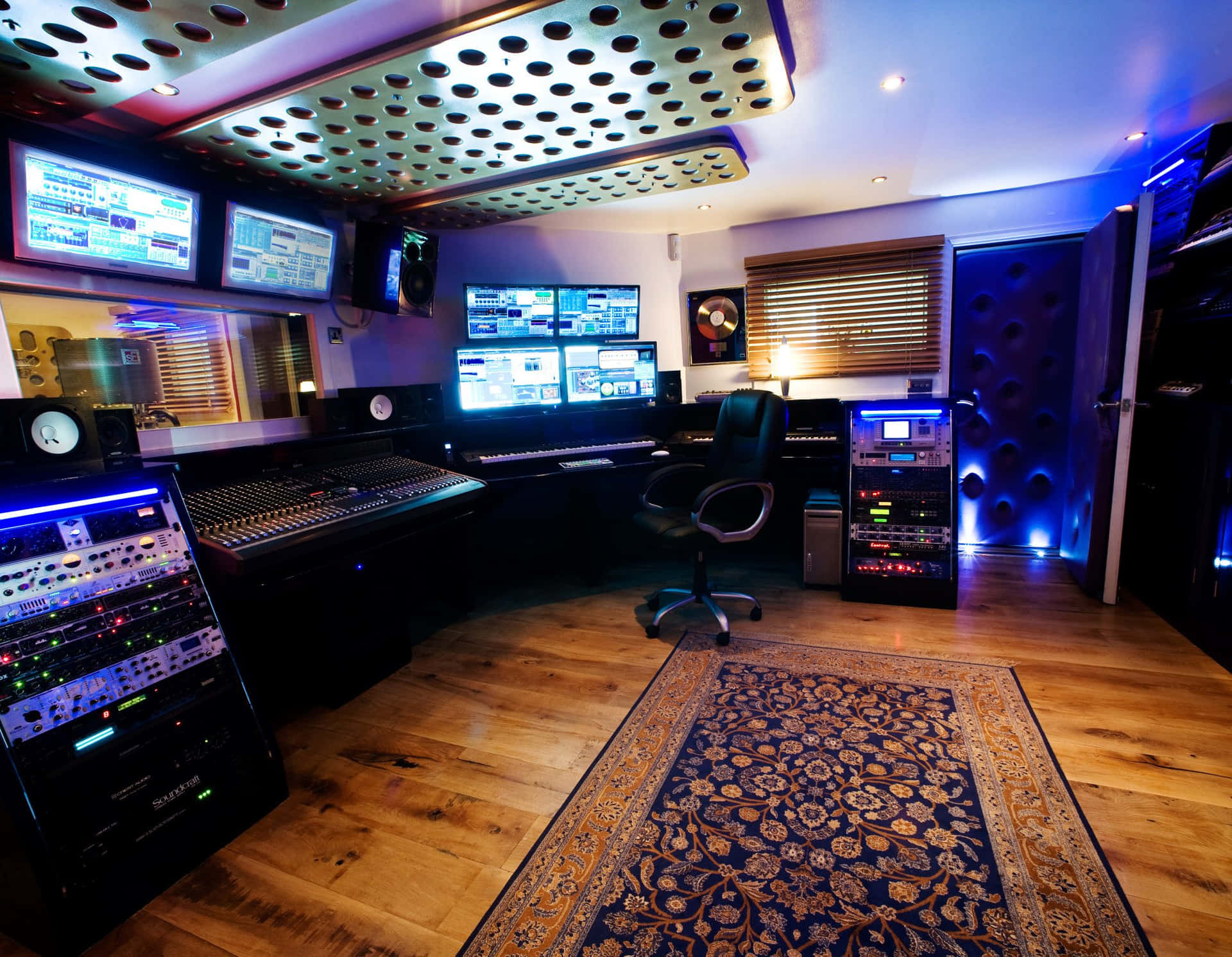Recording Studio With A Large Monitor