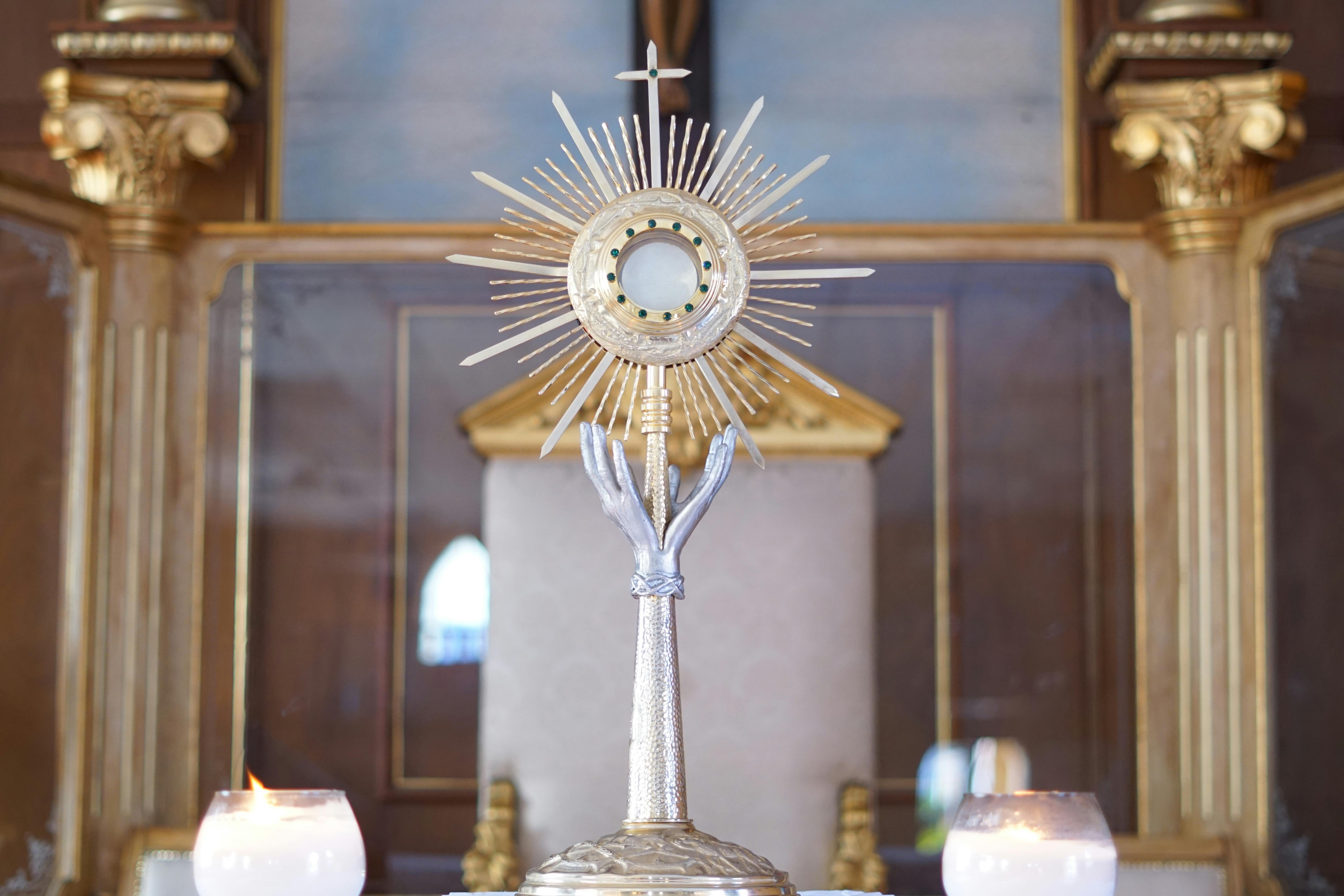 Gold Eucharist Monstrance in Close Up
