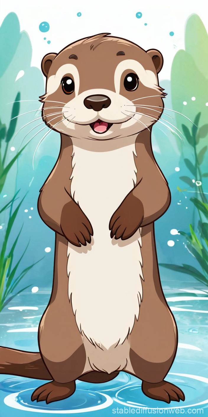 Cute Otter Cartoon for PPT. Stable