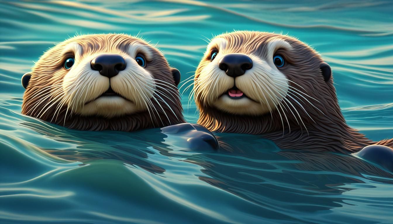 big cartoon sea otter::friendly::big