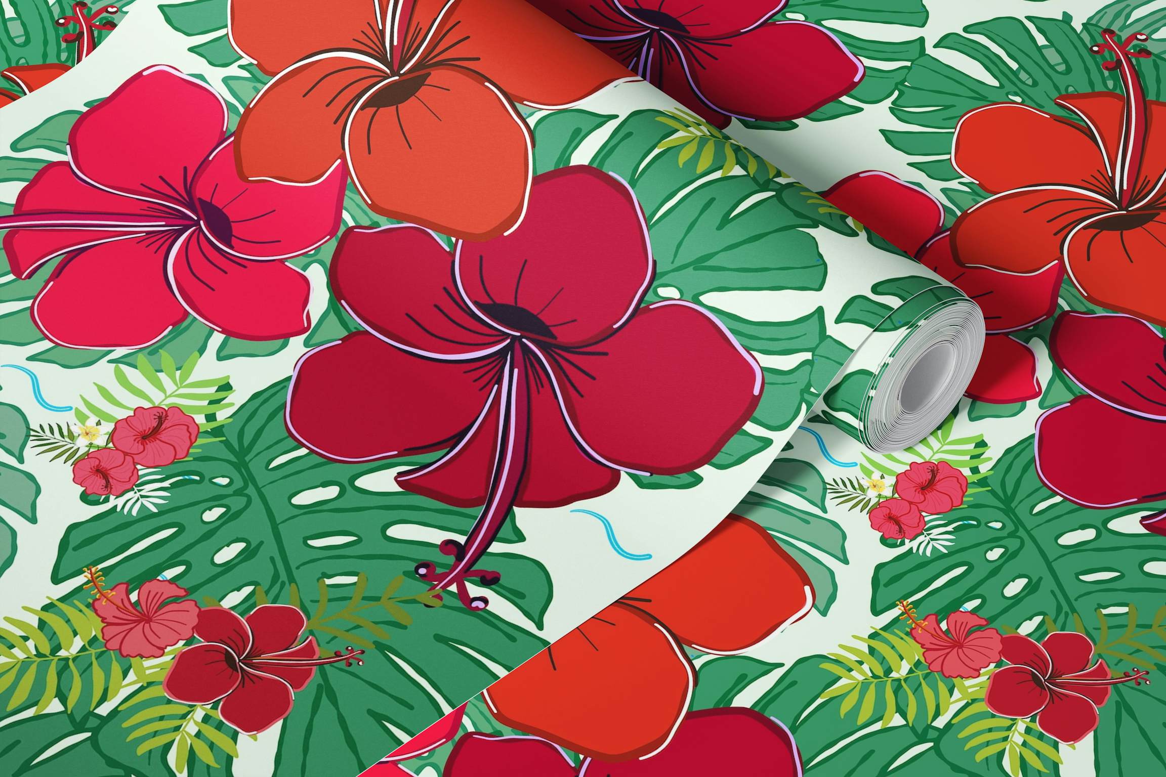 Vibrant Red Hibiscus Wallpaper