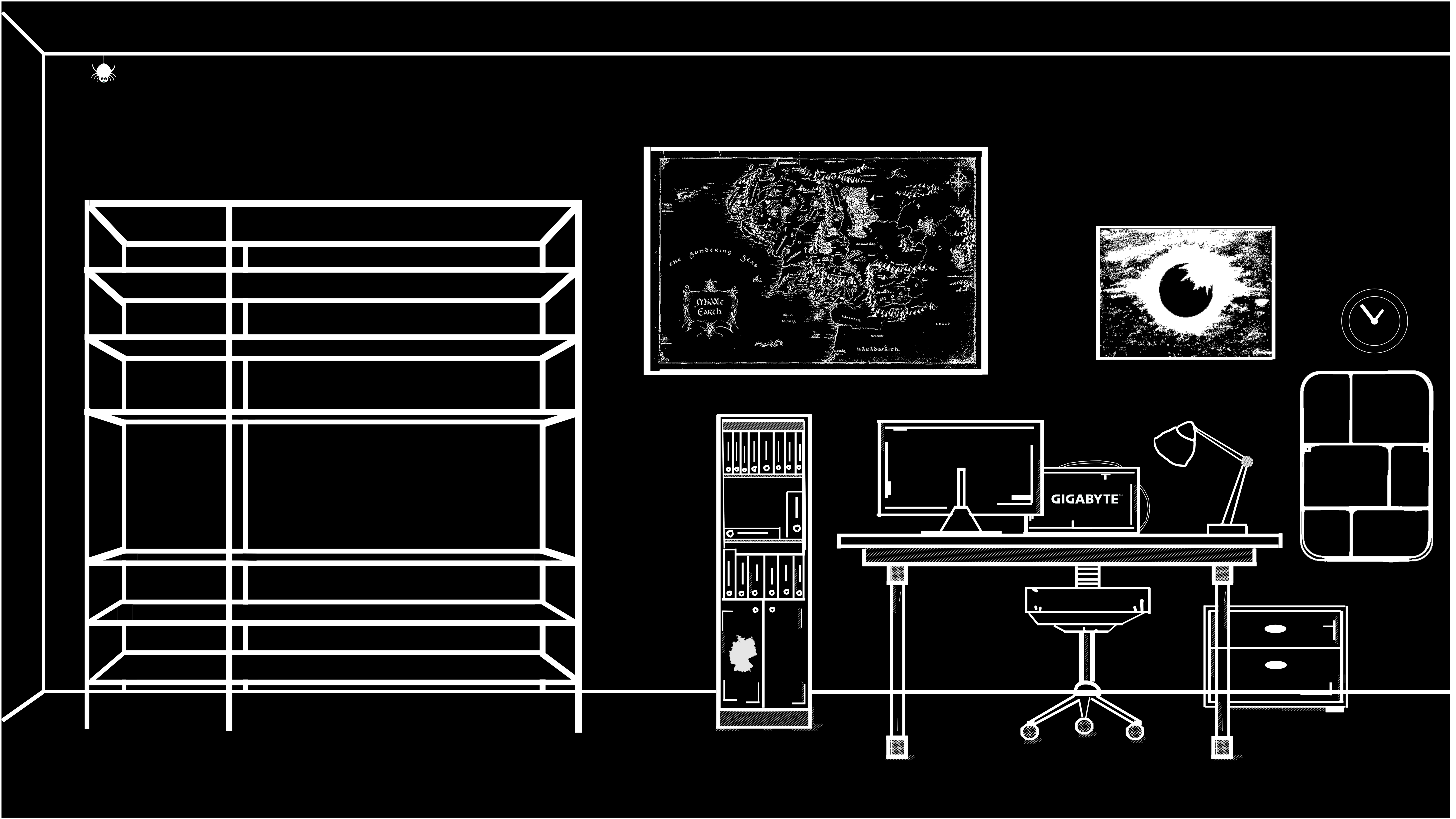 Solar eclipse painting+ Desk, chair