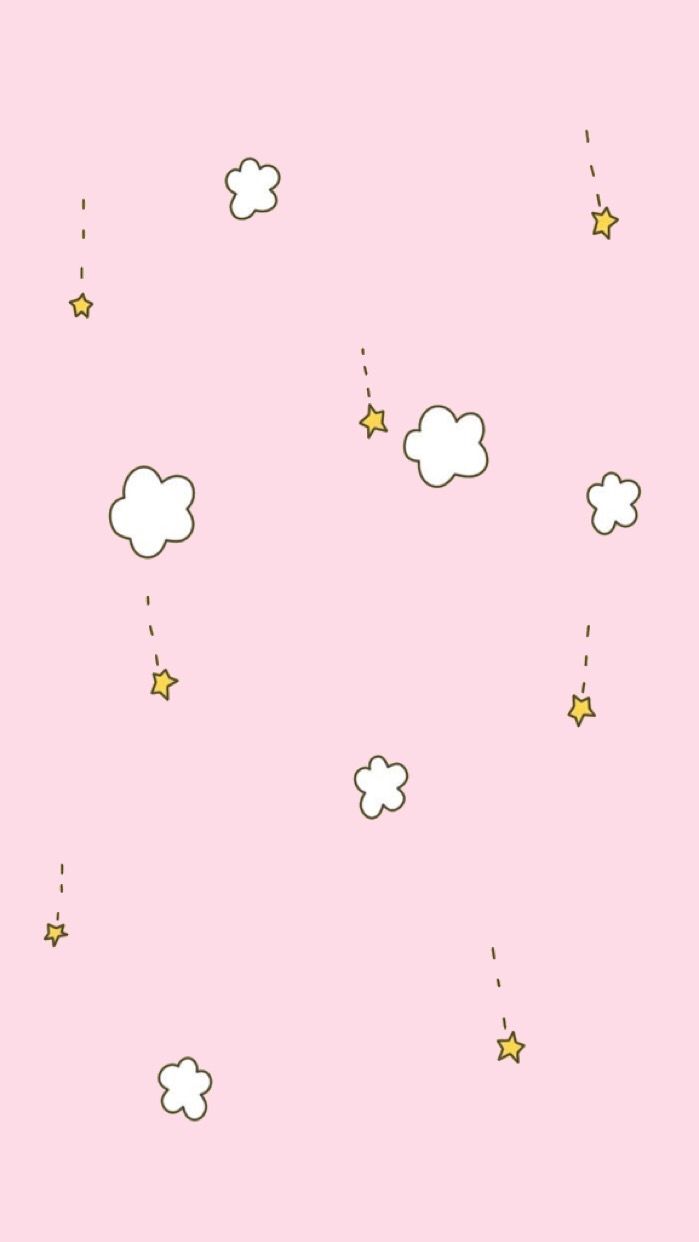 Cute Pastel Wallpaper with Stars and Clouds