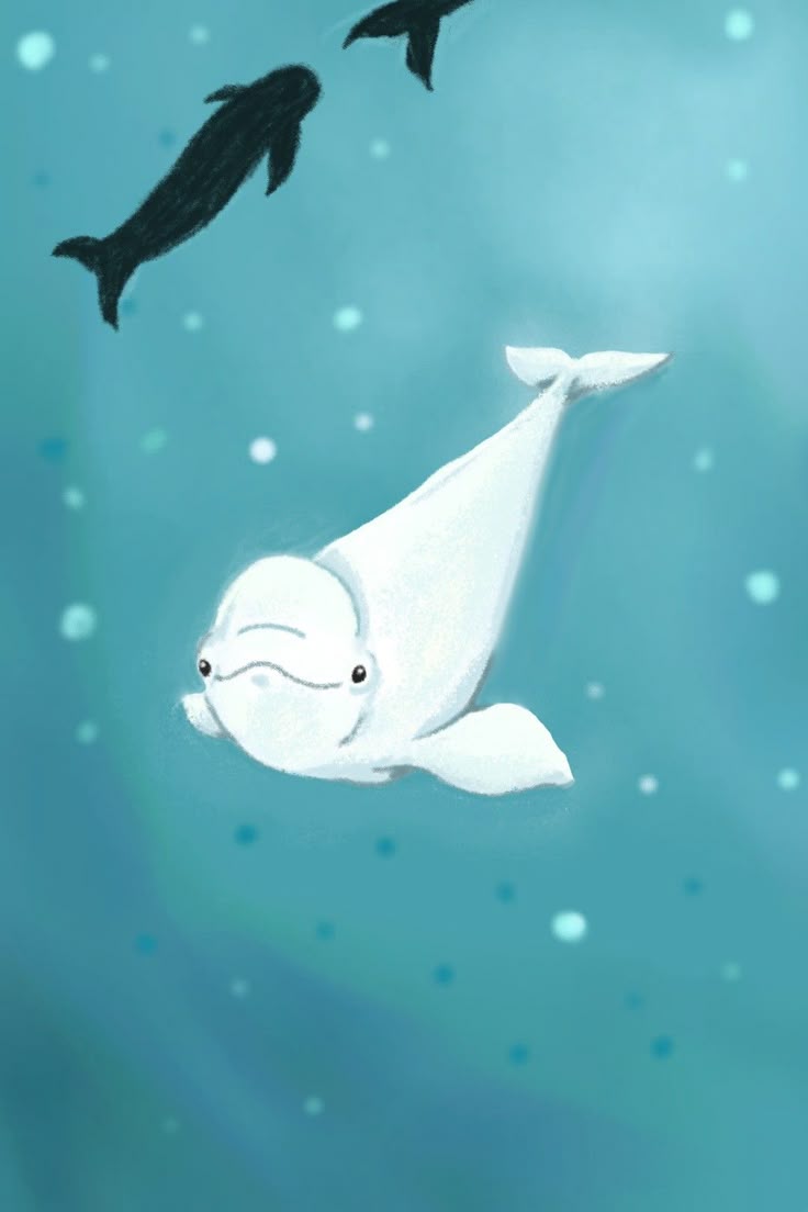 Majestic White Whale Painting