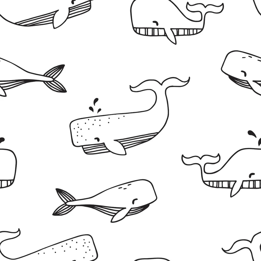Whale Hello Wallpaper Black and White