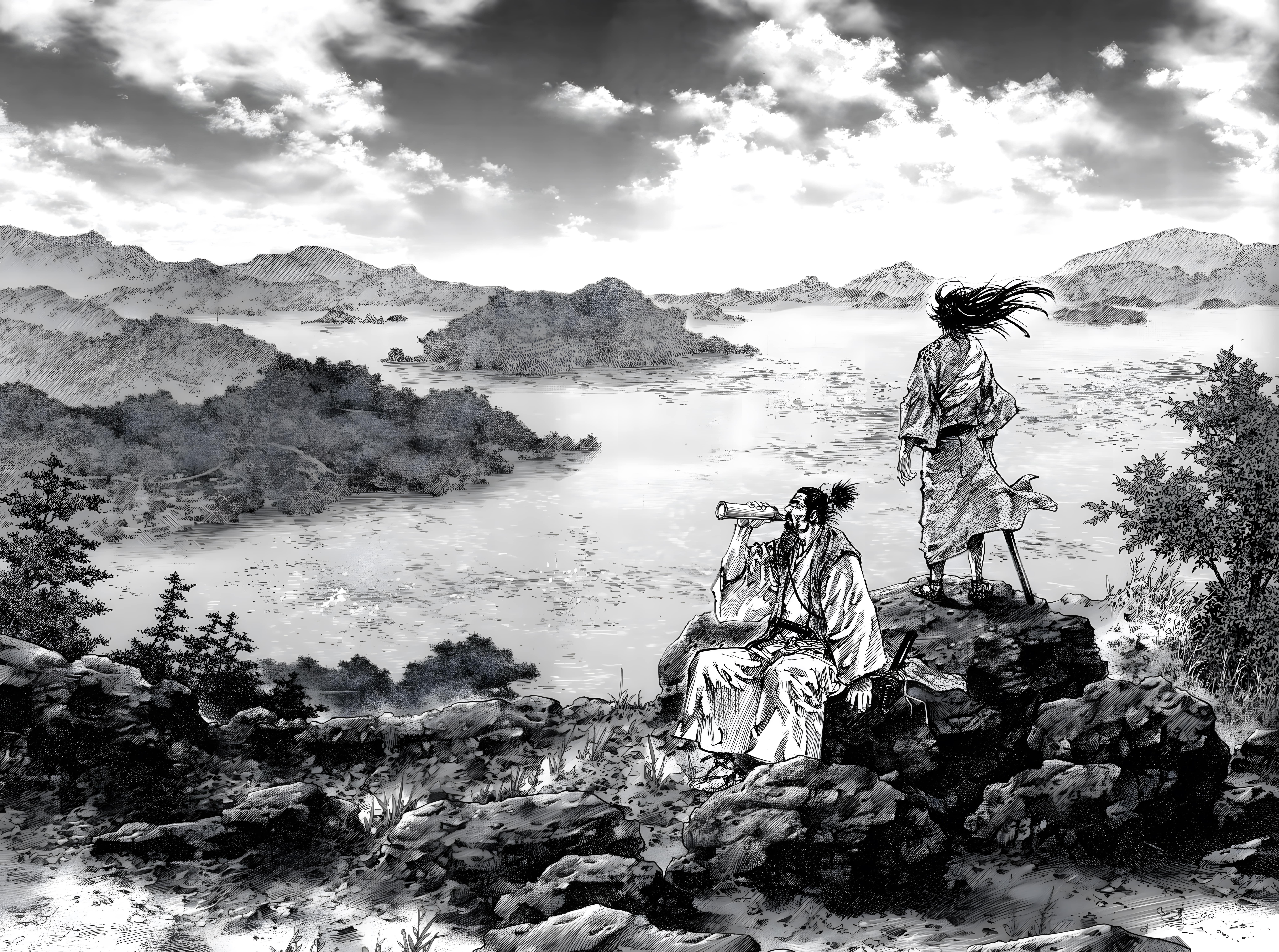 white, Manga, Hobo, Miyamoto Musashi