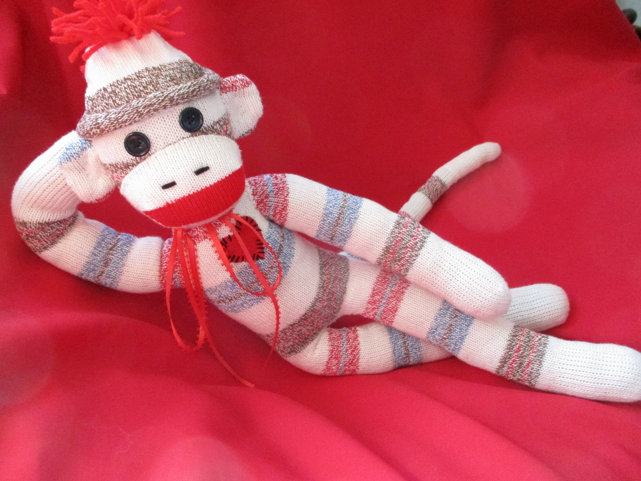 Sock Monkey Doll Classic 20 White